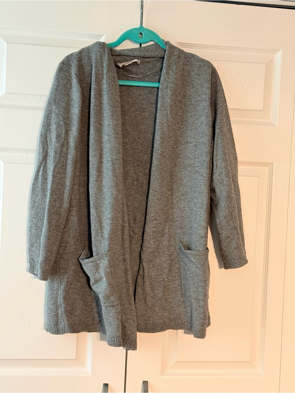 LOFT Gray Open-Front Women's Cardigan with Pockets